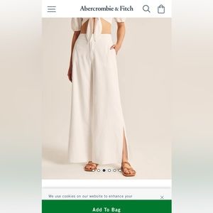 Abercrombie wide leg linen pants with side slit